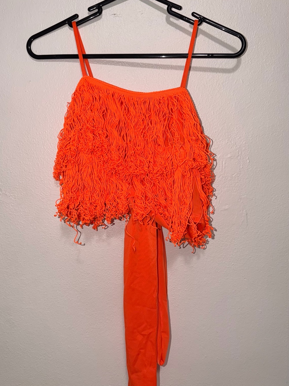 Vibrant Orange Fringe Crop Top